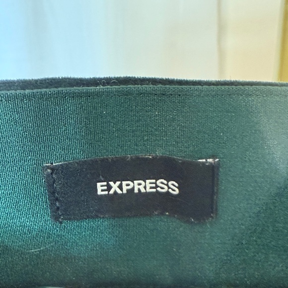 Express Elegant Deep Green Velvet Flare Pants - Picture 2 of 9